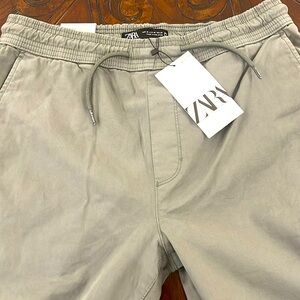 Mens Zara khaki green cuffed joggers